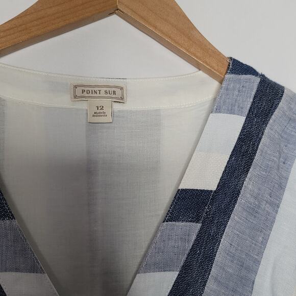 J Crew- Point Sur- Linen Striped A Line Dress- size 12 - Picture 8 of 10